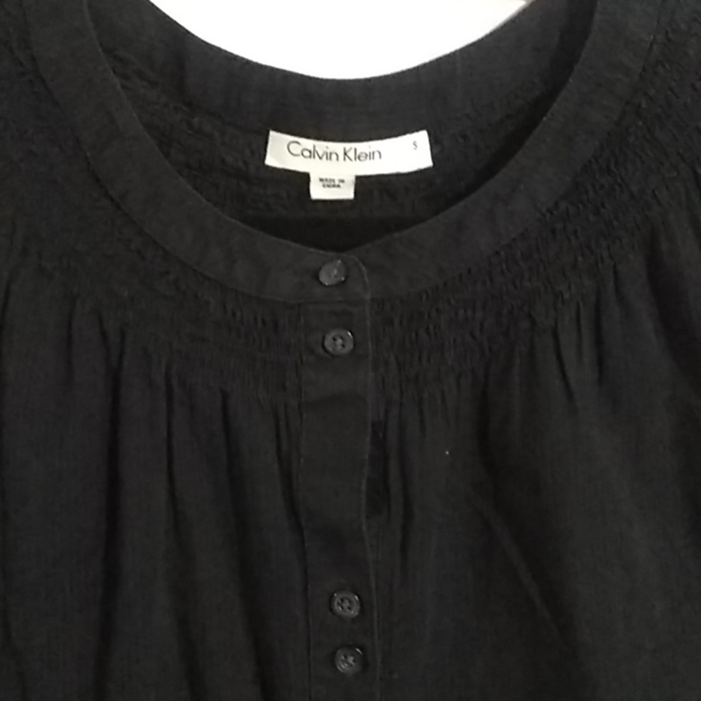 Calvin Klein Cotton Sleeveless Button Front Blouse - Picture 2 of 5